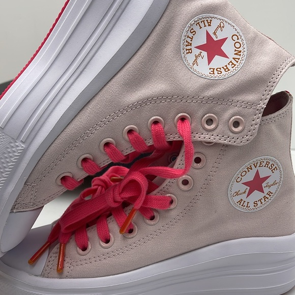 Converse WMNS CTAS MOVE HI BARELY ROSE/STRAWBERRY JAM A00865C Platforms Sneakers - Picture 15 of 16